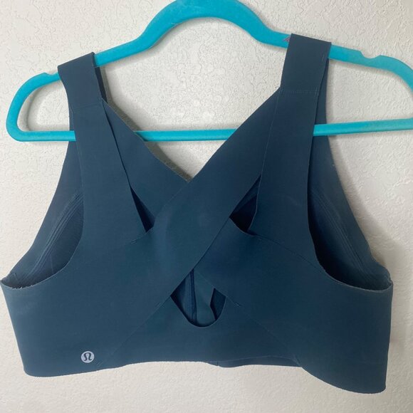 Lululemon Enlite Sports Bra Womens Size 38D Zip Front Blue High Support Running - Picture 3 of 12